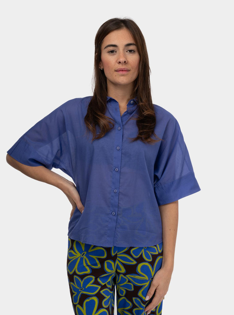 Camicia kimono in cotone Viola SS25601T028 AZUL NIU 