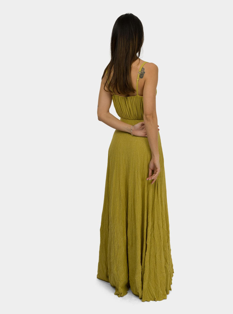 Abito red carpet in jersey lurex con fiore ricamato curry ABR2252E2 DC6CURRY ELISABETTA FRANCHI 