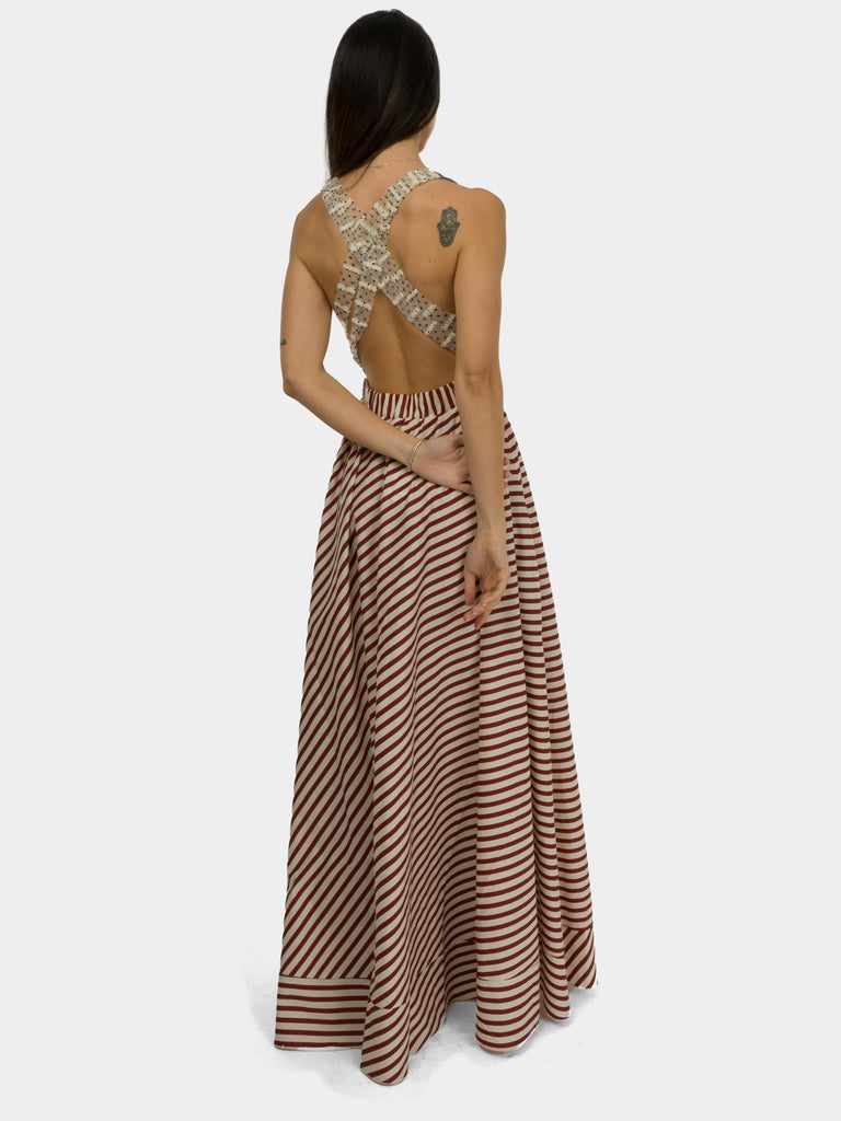 Abito cielas multicolor con fantasie a contrasto MSS5CIEL AS SAMPLE MADAME SHOUSHOU 