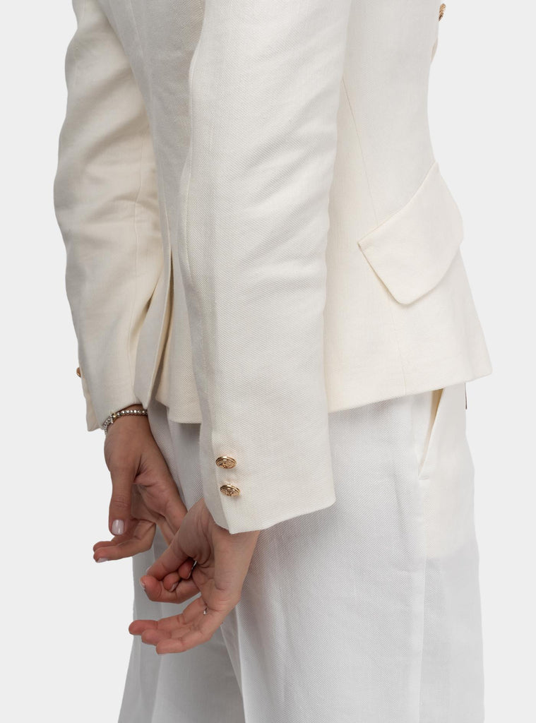 Giacca in misto lino slim Panna GI16252E2 360AVORIO ELISABETTA FRANCHI 