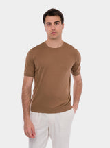 T-shirt uomo in seta biege