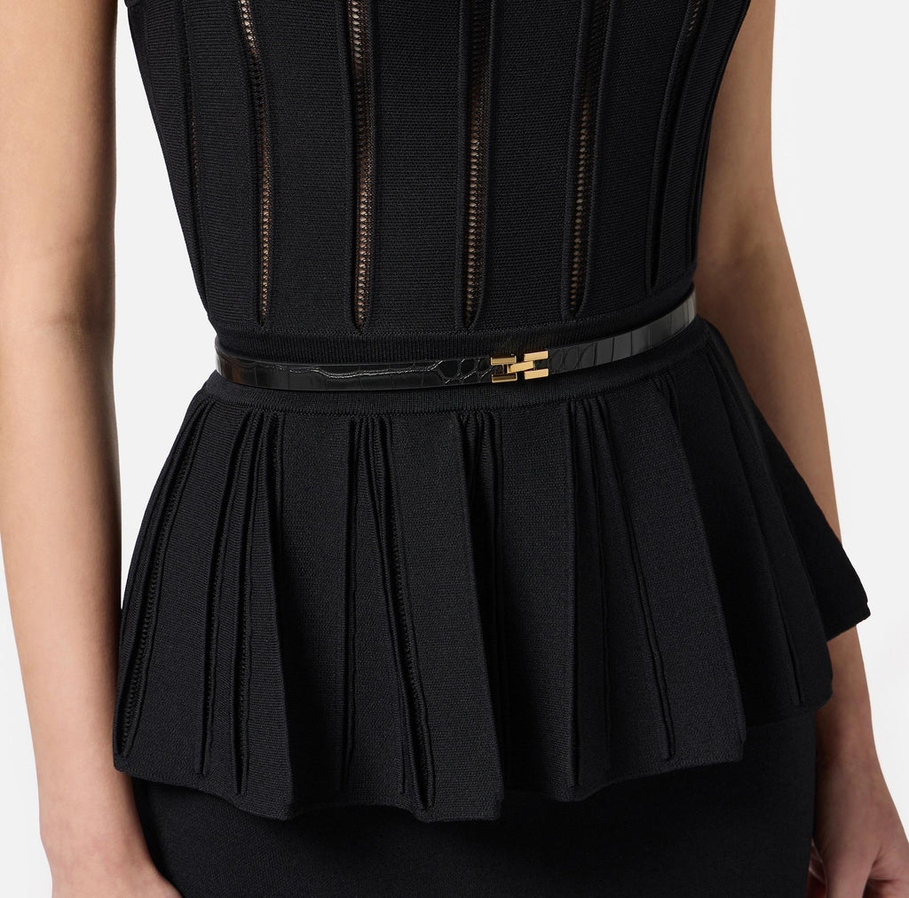 Abito Red Carpet in maglia con baschina Nero AM69S56E2 110 NERO ELISABETTA FRANCHI 