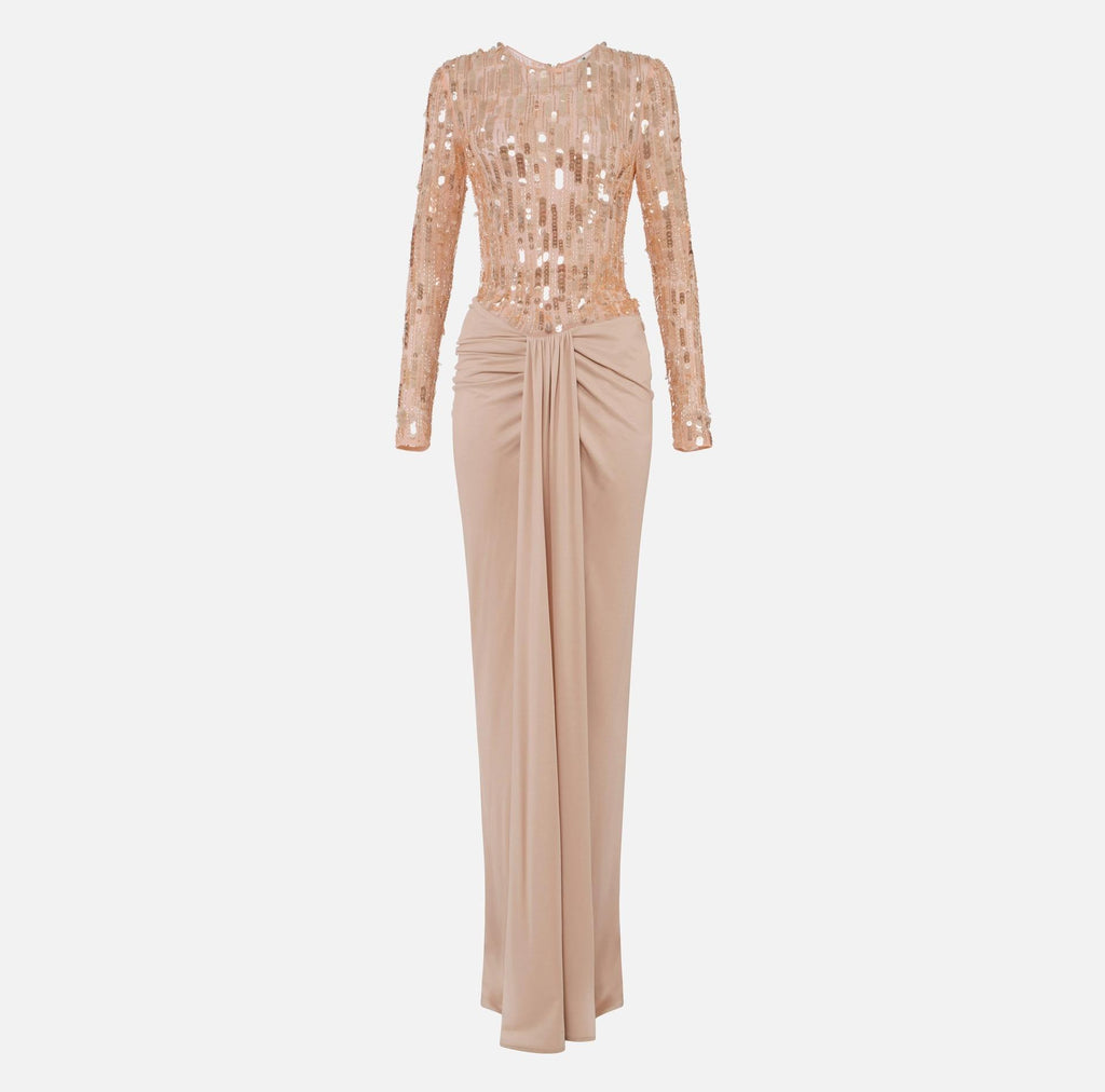 Abito red carpet in tulle e jersey con paillettes Nude ABR2057E2 EA1  NUDE ELISABETTA FRANCHI 