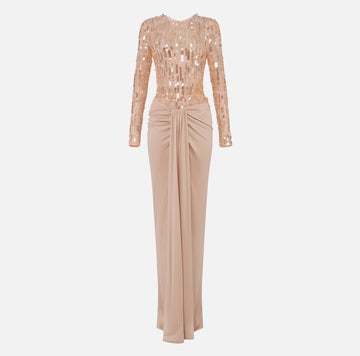 Abito red carpet in tulle e jersey con paillettes Nude ABR2057E2 EA1  NUDE ELISABETTA FRANCHI 