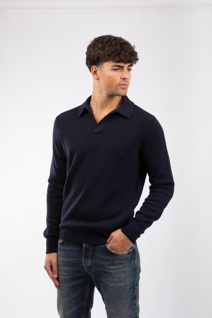 Polo skipper in maglia Blu 57120/14263 598 GRAN SASSO 