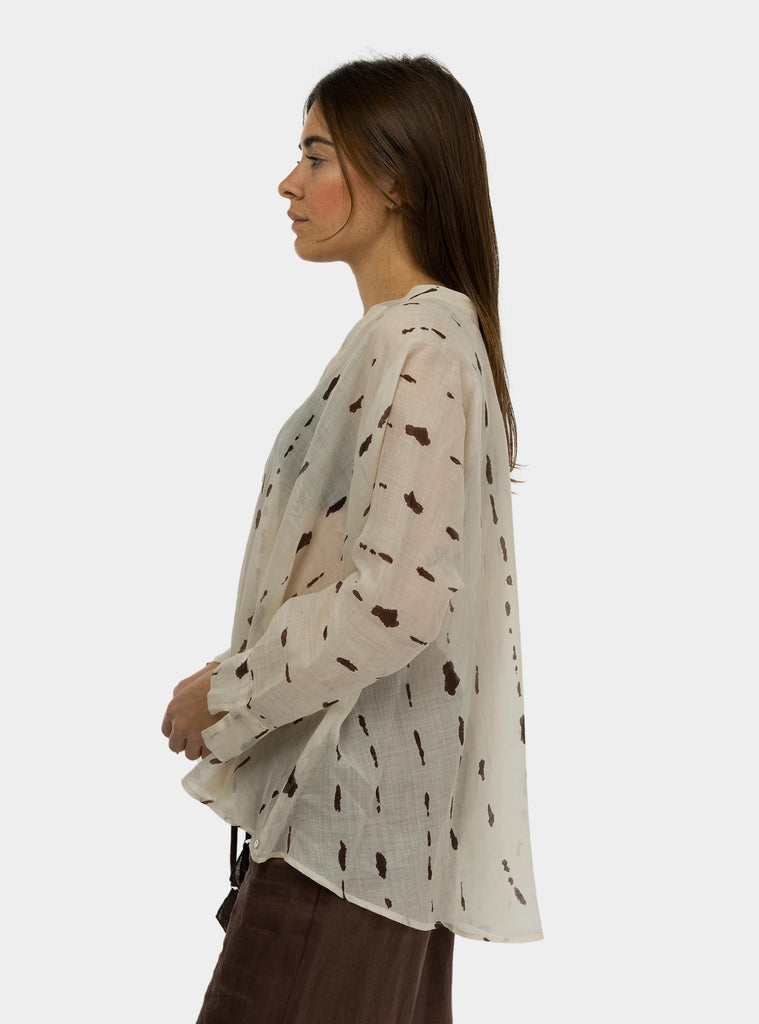 Camicia stampata con volant DC5137 LATTE OTTO D'AME 