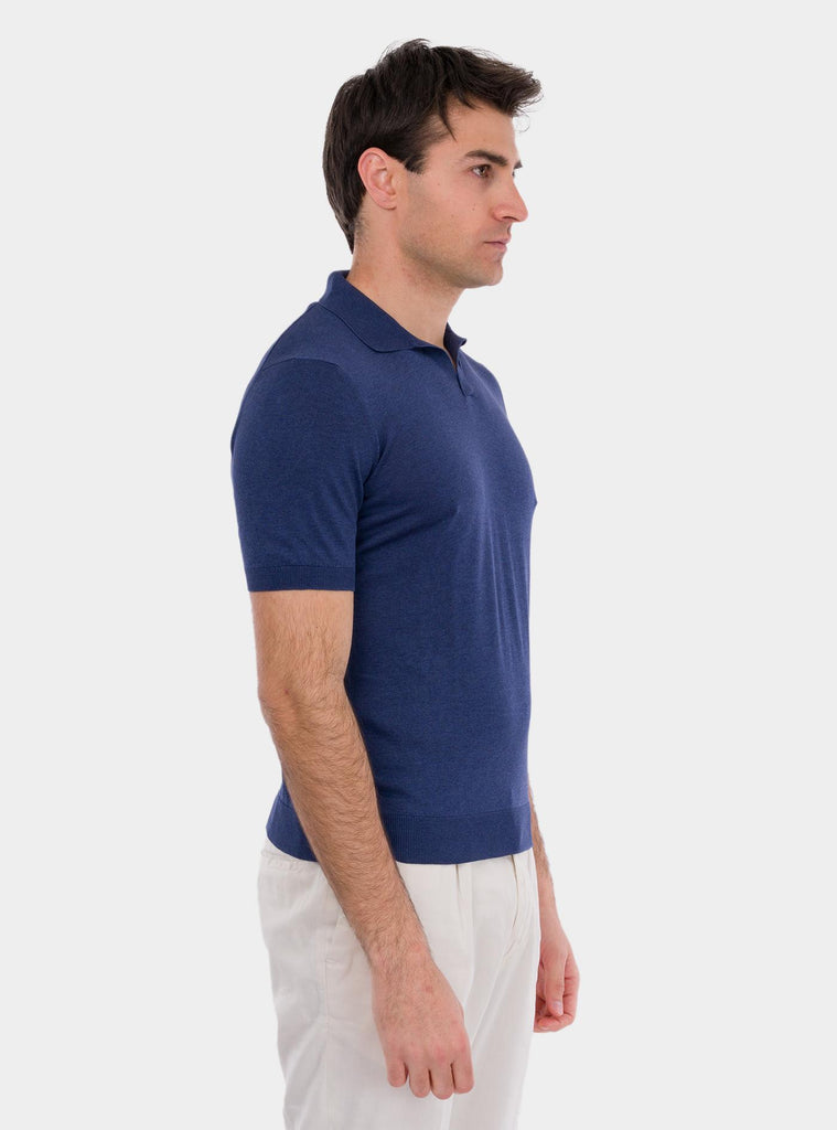 Polo uomo in seta blu 43129/23503 570 GRAN SASSO 