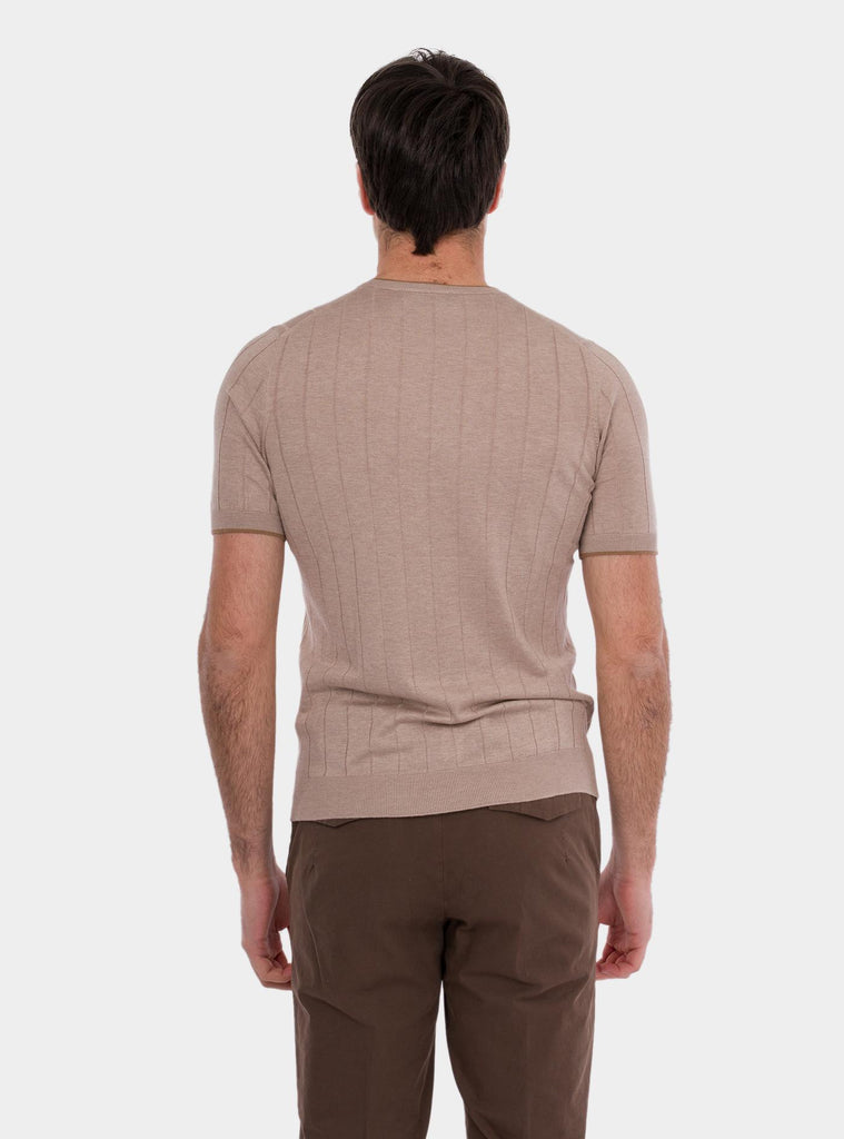 T-shirt con profili a contrasto in seta beige 43116/23510 030 GRAN SASSO 