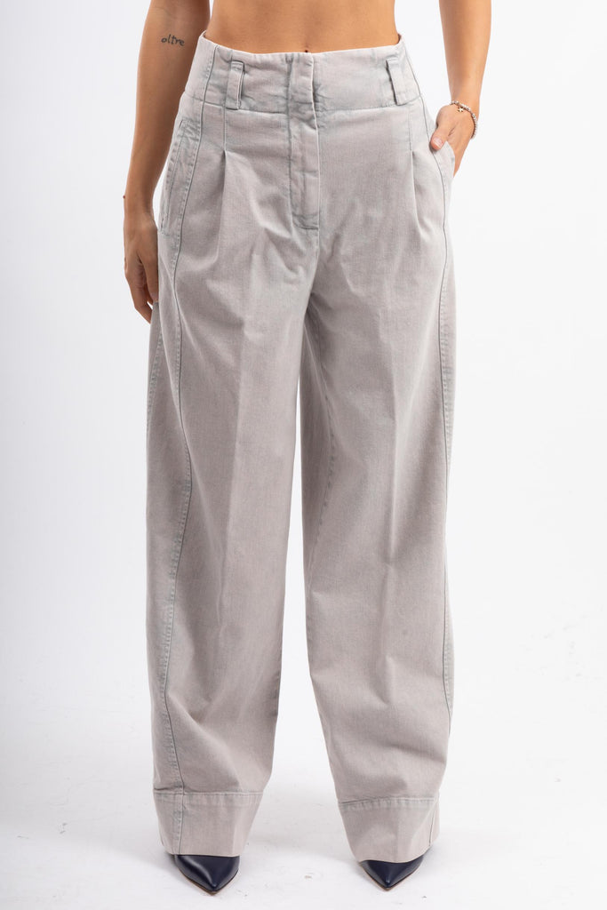 Pantalone in twill di cotone stretch Grigio Perla P04699T20 071 PESERICO 