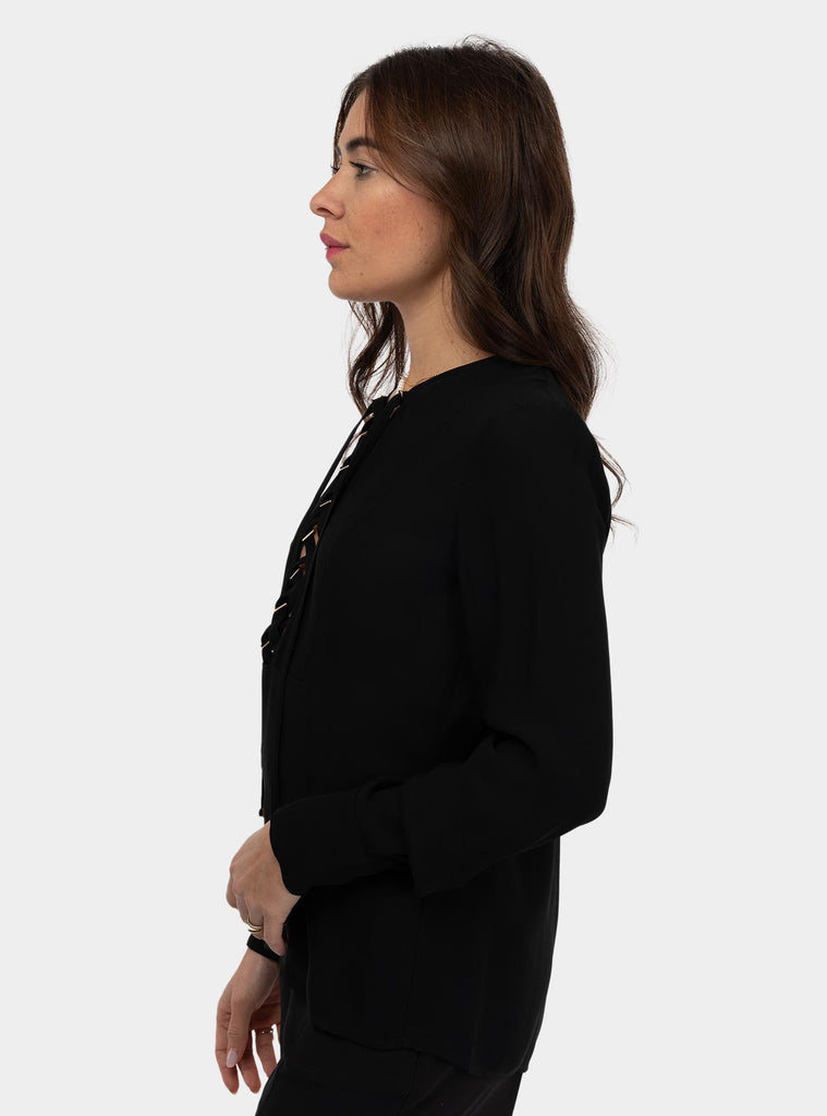 Blusa in georgette con lacci Nero CA00351E2 110NERO ELISABETTA FRANCHI 