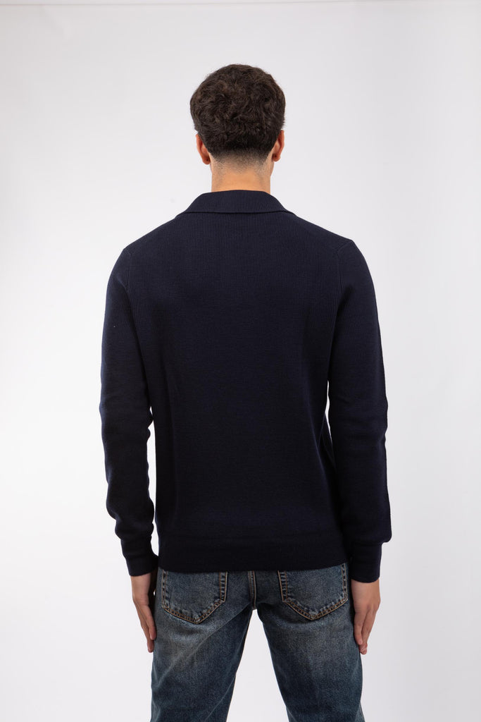 Polo skipper in maglia Blu 57120/14263 598 GRAN SASSO 