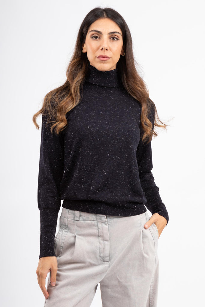 Maglia collo alto in lana e viscosa Blu S99428F14 09771 462 PESERICO 