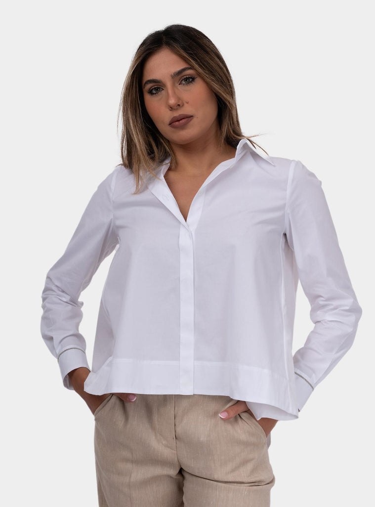 Camicia donna in cotone con dettaglio su polsini S06706 C8928 C01 PESERICO 