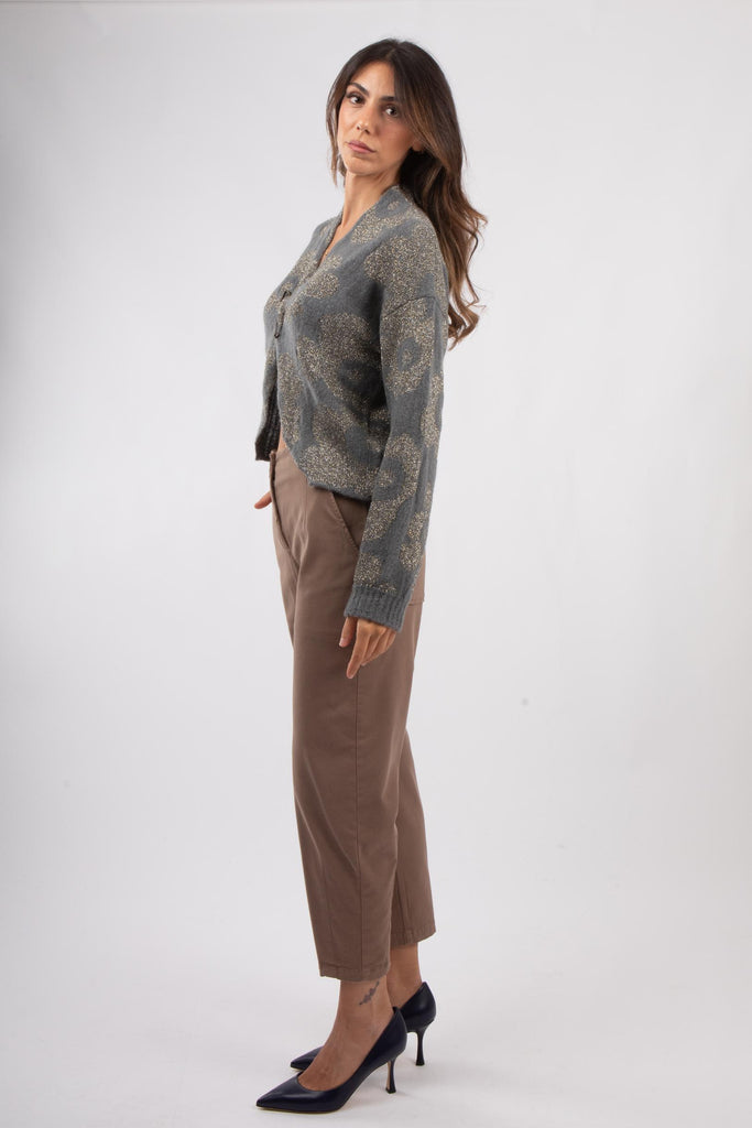 Cardigan in alpaca e lana jacquard 521SD53047 529125-04 ALESSIA SANTI 