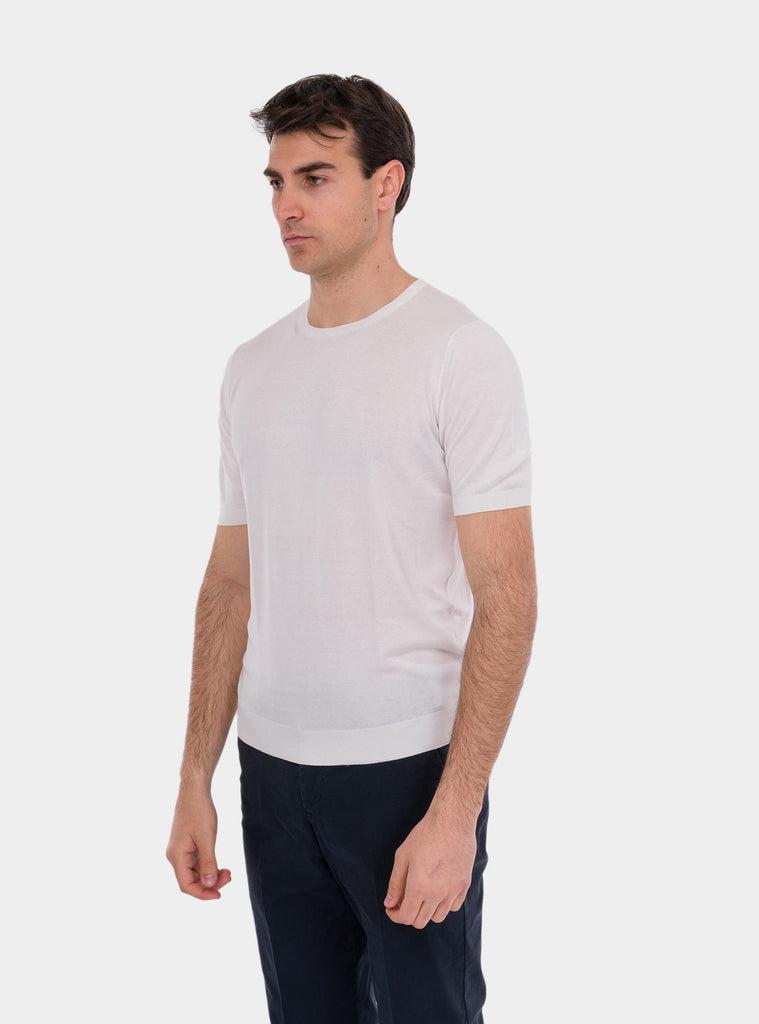 T-shirt in uomo in seta bianco 43112/23503 005 GRAN SASSO 