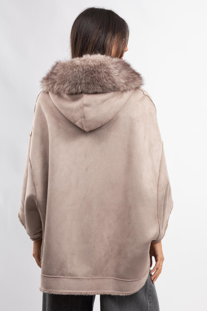 Eco montone con zip reversibile bordo zibe B618MONT 00028 MACCHIATO/DUST BEIGE BETTA CORRADI 