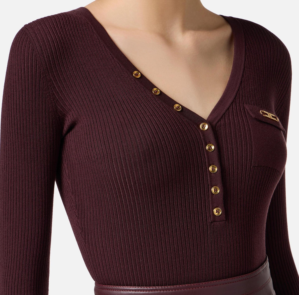 Maglia a costine Merlot MK12B56E2 EA4 MERLOT ELISABETTA FRANCHI 