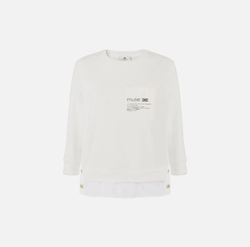 Maglia in felpa con dettagli Avorio MD00656E2 360 AVORIO ELISABETTA FRANCHI 