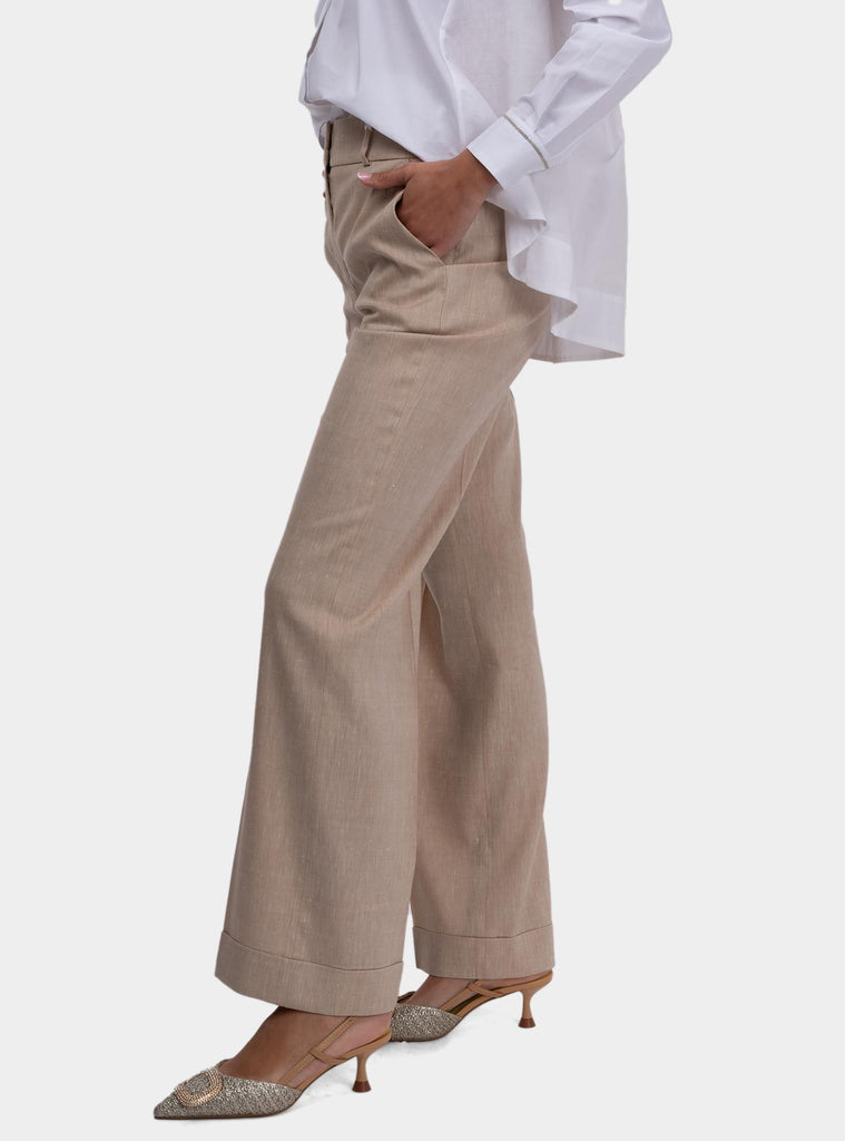 Pantalone donna tela "estrato" in lino e lana P04783 05814 945 PESERICO 