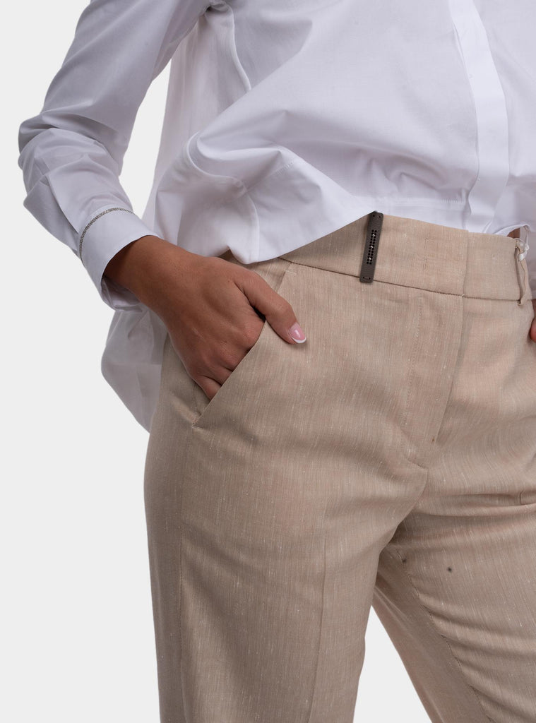 Pantalone donna tela "estrato" in lino e lana P04783 05814 945 PESERICO 