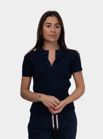 Maglia donne a coste Blu 43207/14771 585 GRAN SASSO 