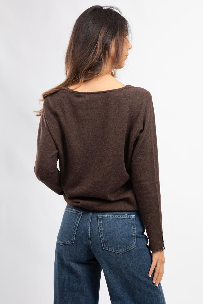 Pullover scollo a V in lana e cashmere Testa di moro 54280/12869 184 GRAN SASSO 