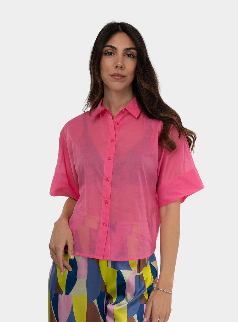 Camicia kimono in cotone Rosa SS25601T028 GOIABA NIU 