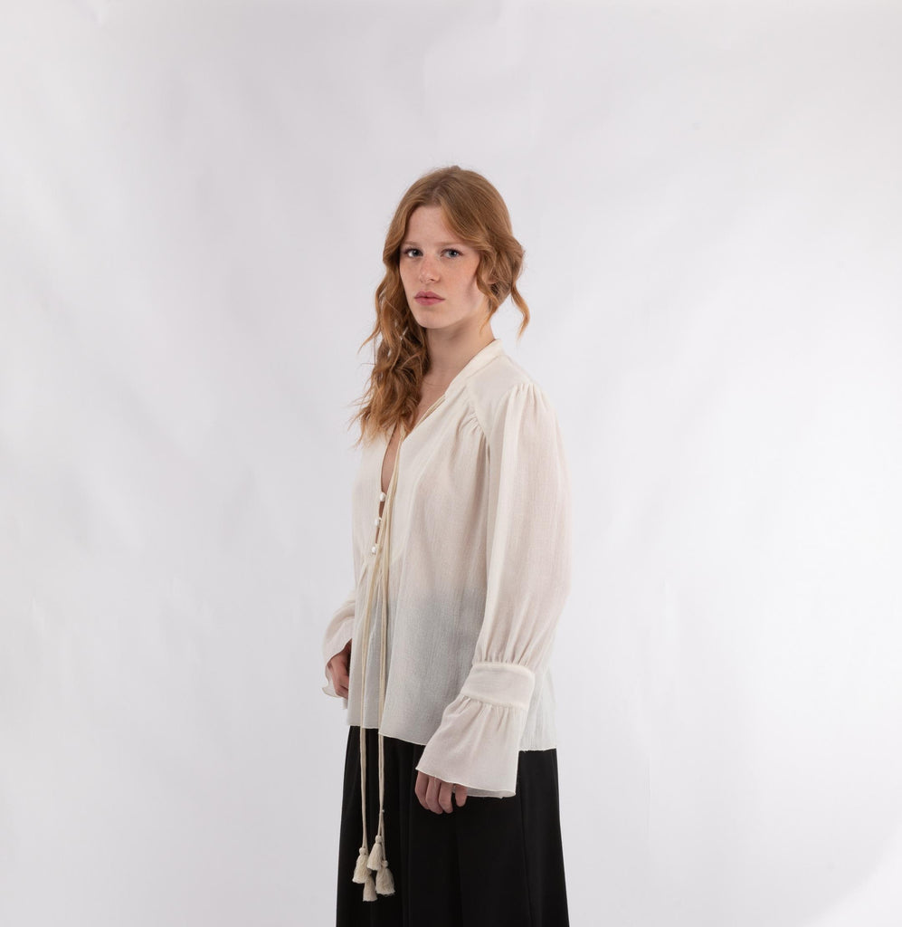 Blusa in mussola TYRA 367 20 IVORY HANAMI D'OR 