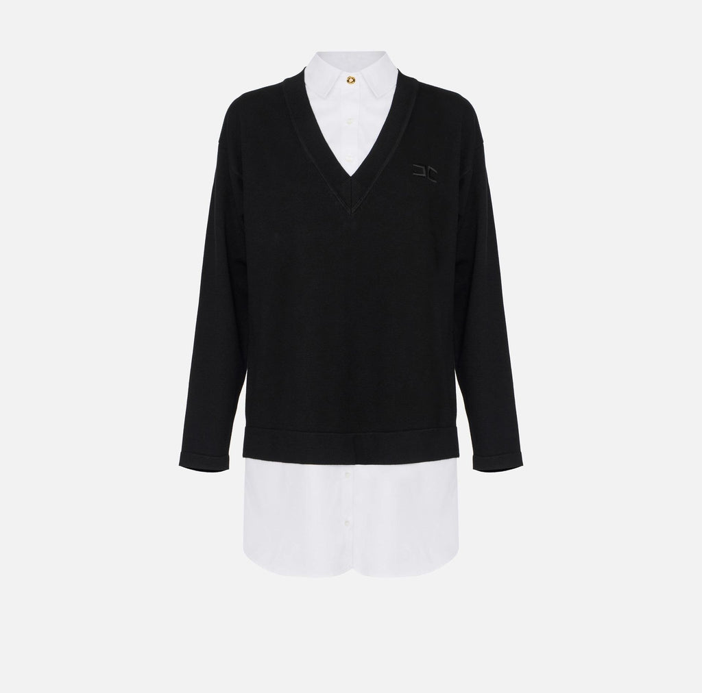 Abito in maglia di viscosa e popeline di cotone AM09T56E2 222 NERO/BIANCO ELISABETTA FRANCHI 