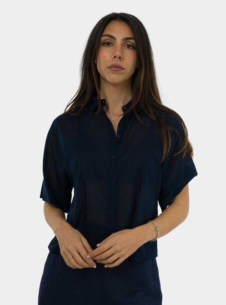 Camicia Kimono in cotone Blu SS25601T028 OCEANO NIU 