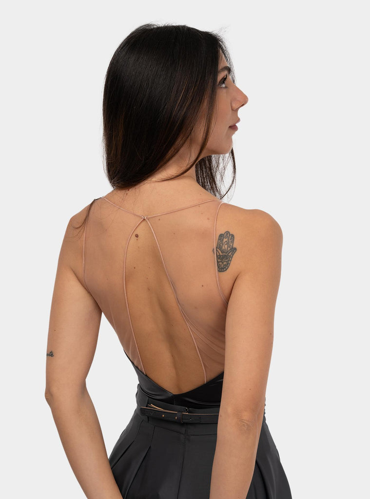 Body in lycra con spalline trasparenti Grafite BO03051E2 DC3GRAFITE ELISABETTA FRANCHI 