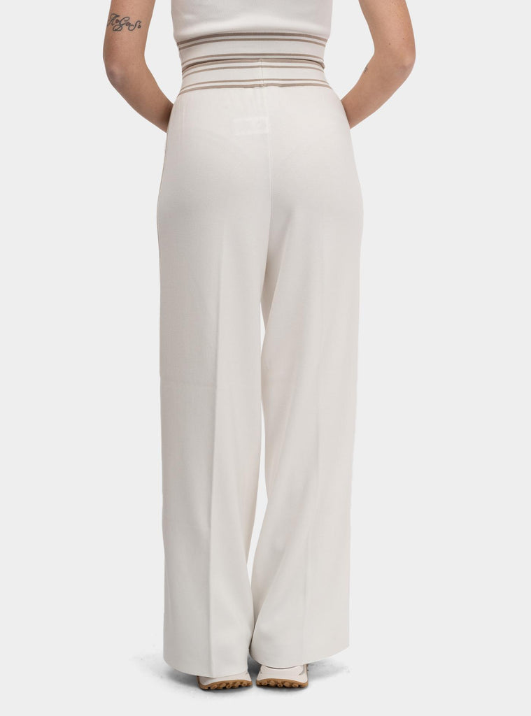 Pantaloni in viscosa con bande a contrasto Bianco KP65S51E2 DK6 AVORIO/GREIGE ELISABETTA FRANCHI 