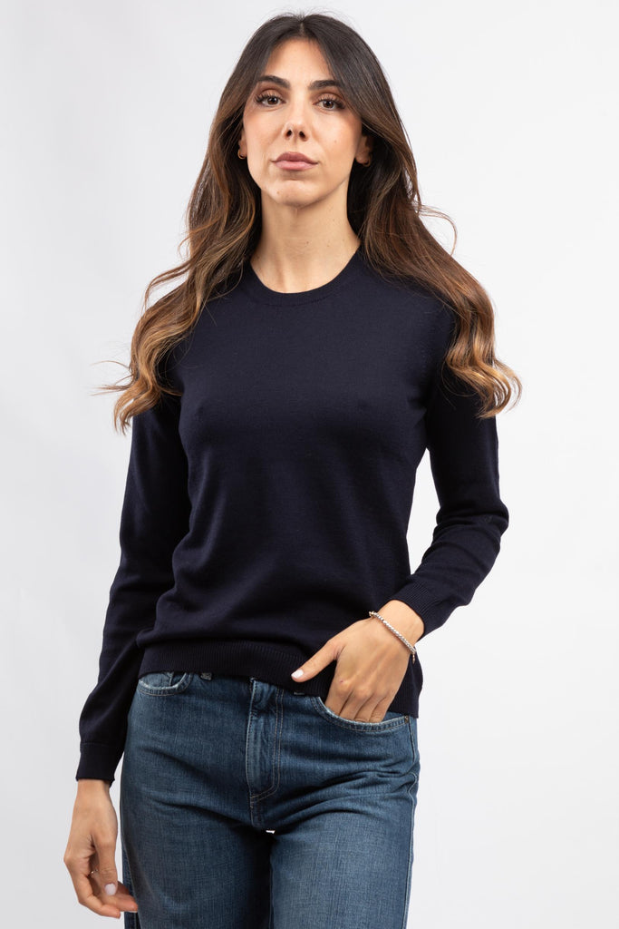 Maglia girocollo Blu in lana vergine 54210/14202 598 GRAN SASSO 