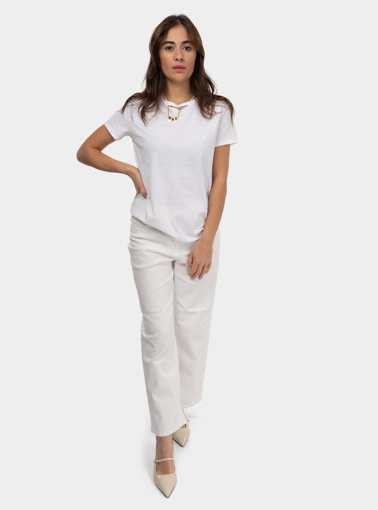 T-shirt in jersey con collana a fiocco Bianco MA02951E2 270 GESSO ELISABETTA FRANCHI 
