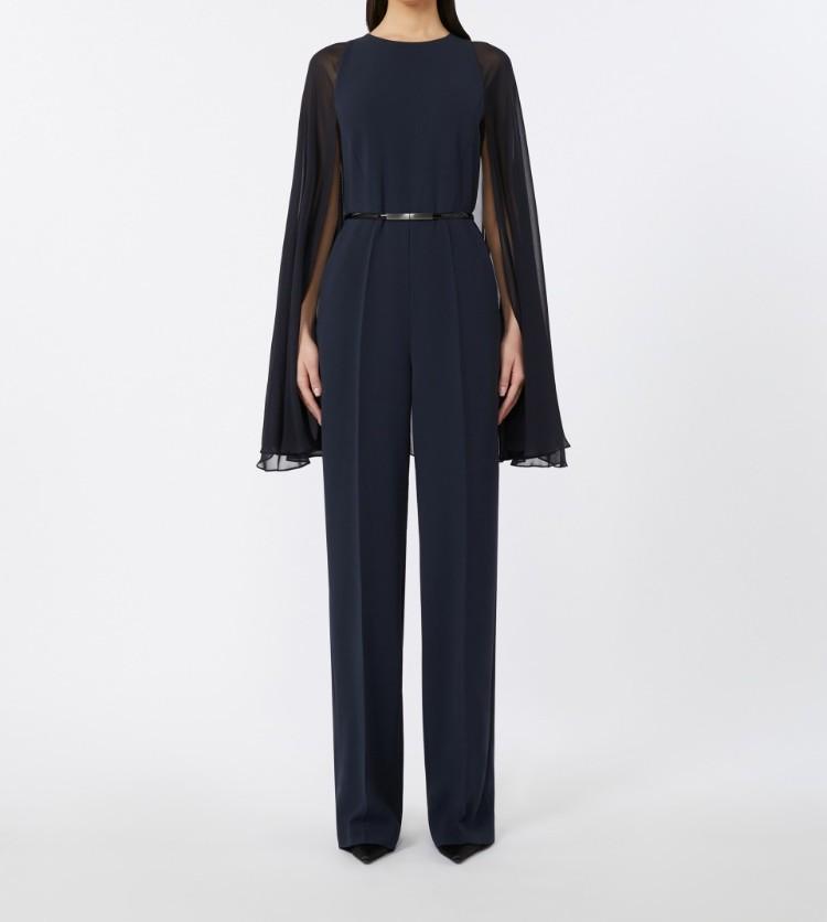 Tuta in cady con cappa Blu notte VERTICE 005 MAX MARA STUDIO 