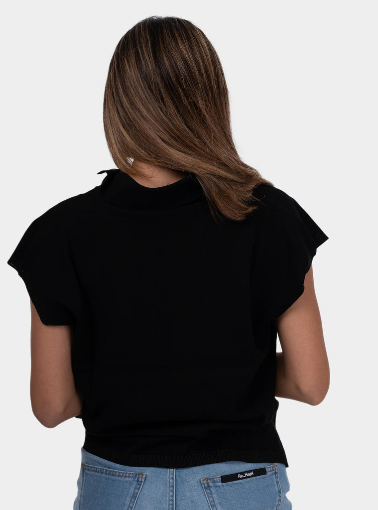 Maglia donna con bordi in lurex nero 57269/14069 099 GRAN SASSO 