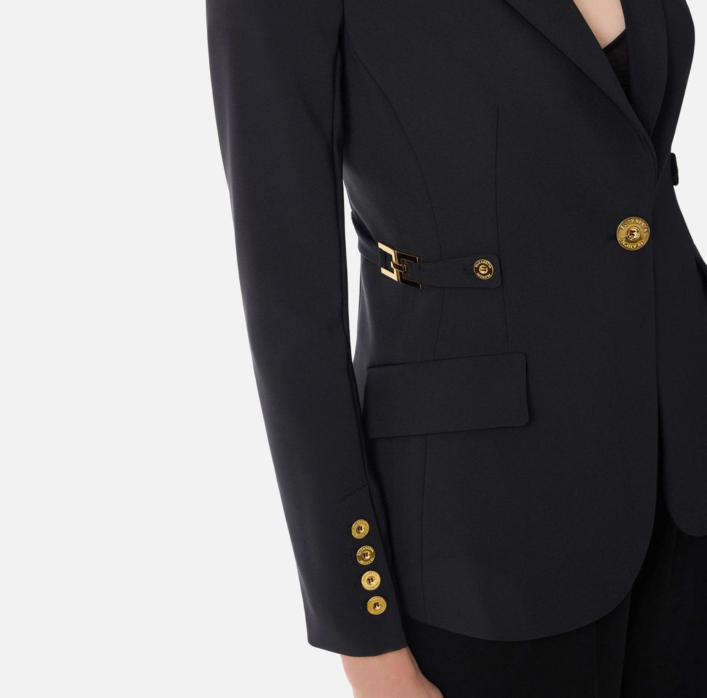 Giacca in crepe leggero con dettagli gioiello Nero GI17556E2 110 ELISABETTA FRANCHI 