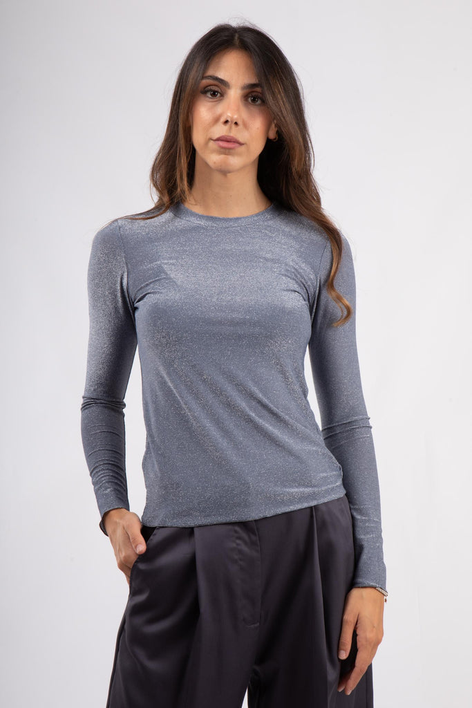 Maglia girocollo slim lurex SORA AW25501J008 SORA NIU 