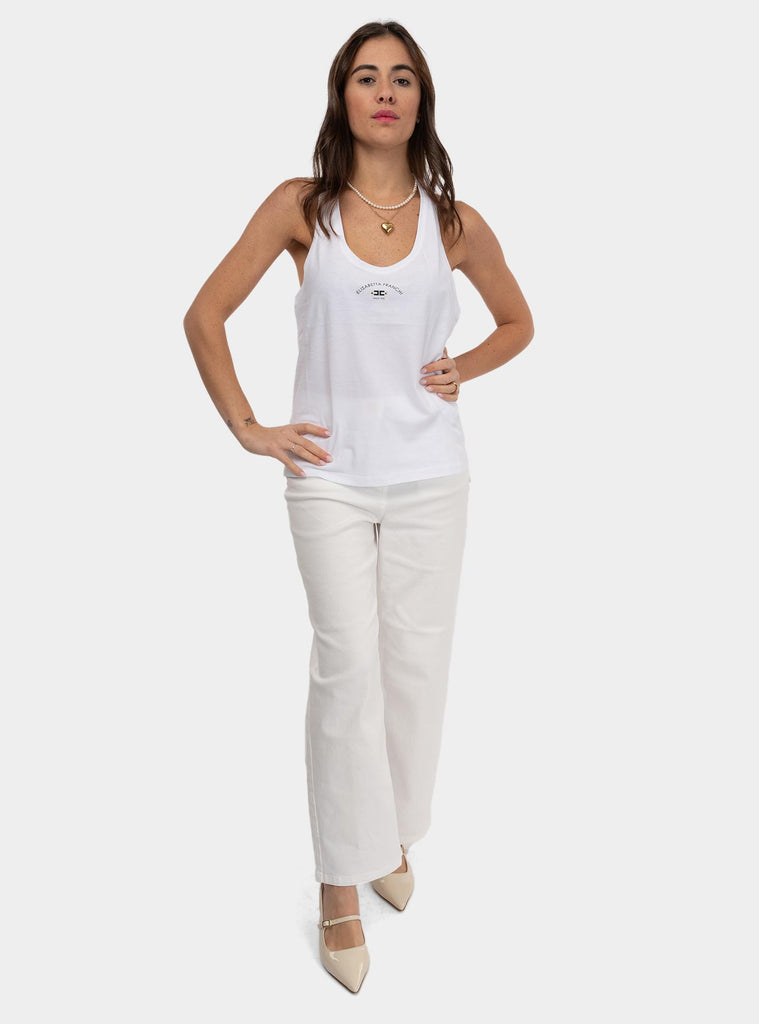 Canotta in jersey con logo Bianco CN00251E2 270 GESSO ELISABETTA FRANCHI 