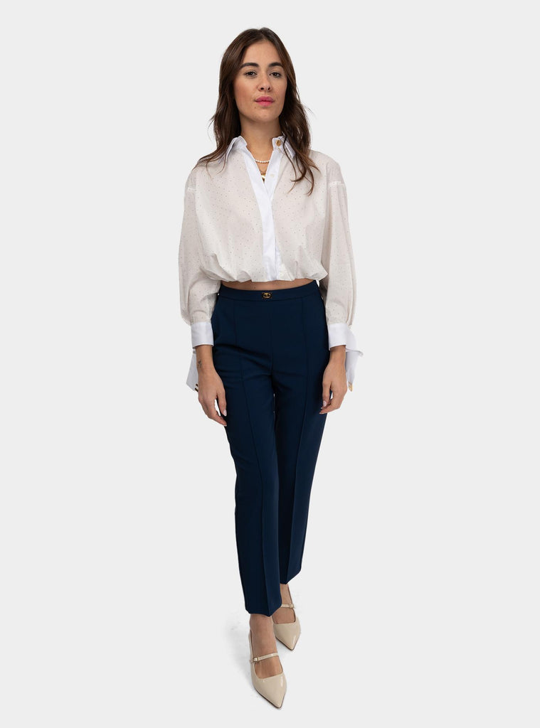 Camicia in popeline con strass nodo Bianco CA08151E2V390 100BIANCO ELISABETTA FRANCHI 