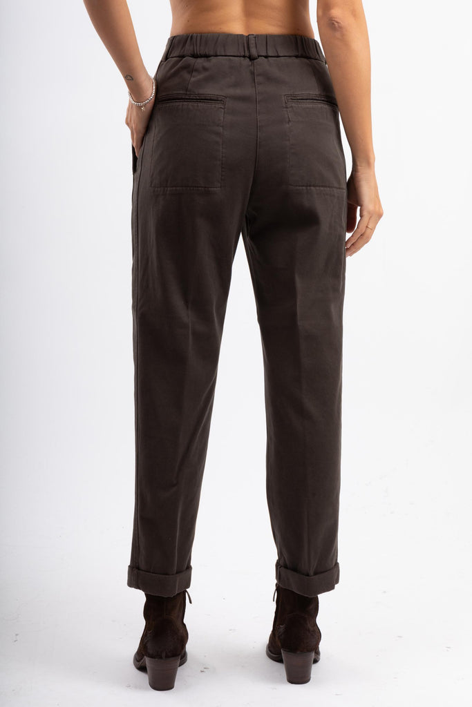 Pantalone con elastico gabardina Marrone P04610T3 02487 053 PESERICO 