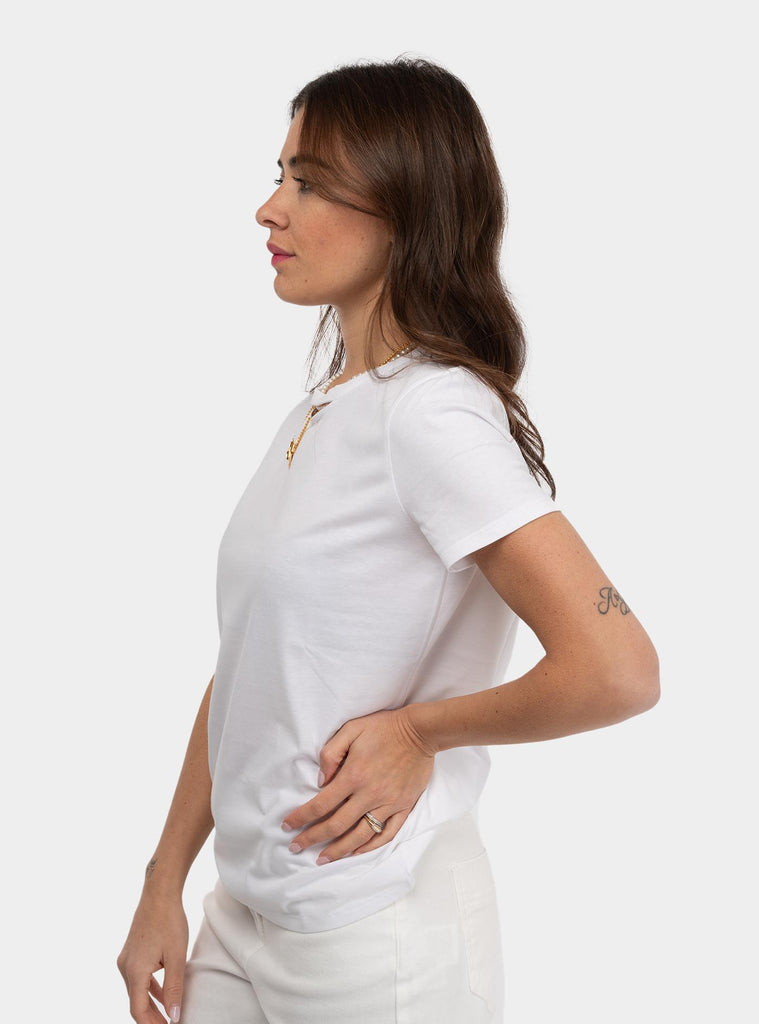 T-shirt in jersey con collana a fiocco Bianco MA02951E2 270 GESSO ELISABETTA FRANCHI 