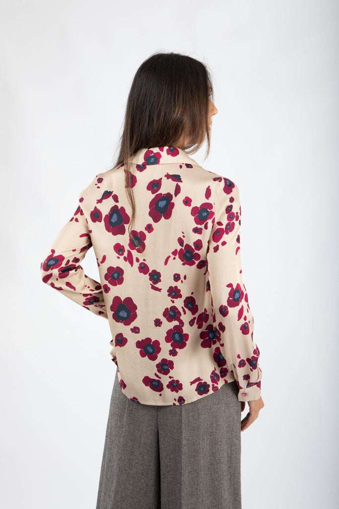 Blusa in raso stampato con scollo a V 521SD45056 529016-04 ALESSIA SANTI 