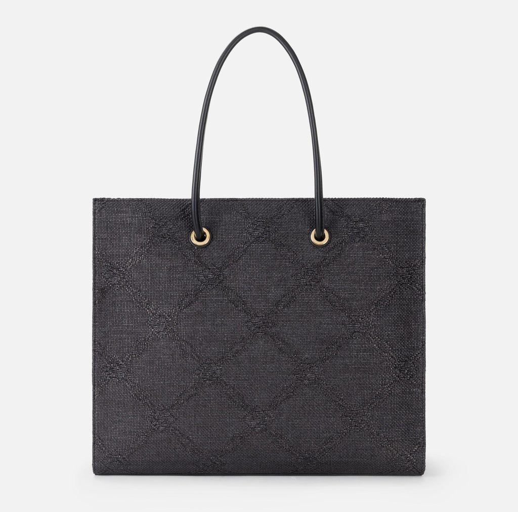 Borsa tote grande in rafia jaquard nero BS82A52E2 110 NERO ELISABETTA FRANCHI 
