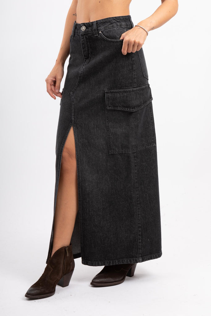 Gonna denim Nero ALTEA-2 G182 GOD SAVE DENIM 