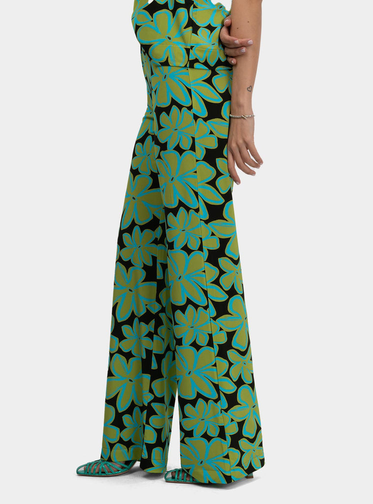 Pantalone fantasia in misto viscosa Verde SS25223J025 MATE NIU 