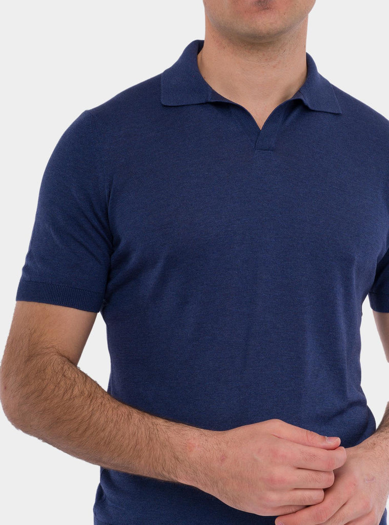 Polo uomo in seta blu 43129/23503 570 GRAN SASSO 