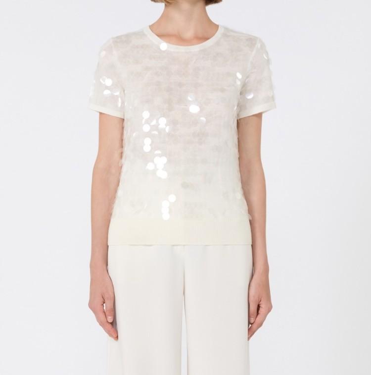 Maglia in lana con paillette Avorio SAIO001 001 MAX MARA STUDIO 