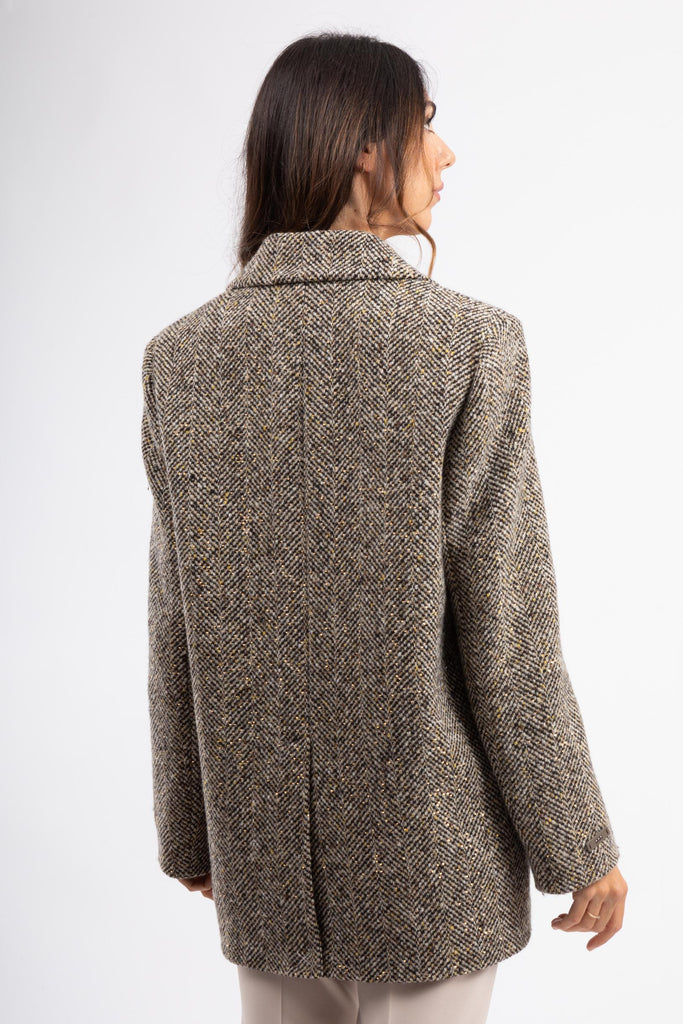 Cappotto in resca di lana e micro paillettes S20172 08397 953 PESERICO 