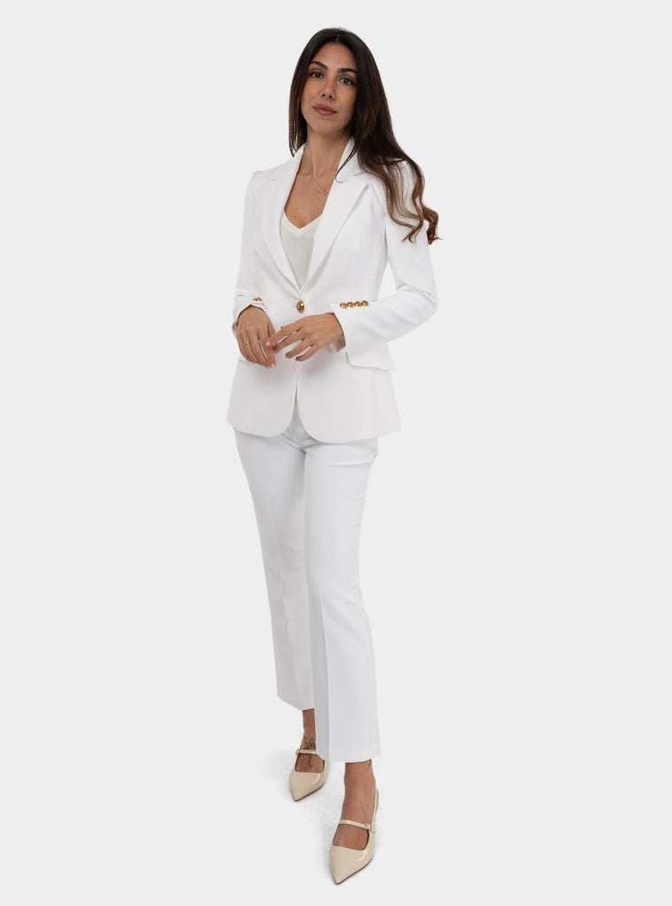 Tailleur monopetto in crêpe Bianco TP00151E2 360AVORIO ELISABETTA FRANCHI 